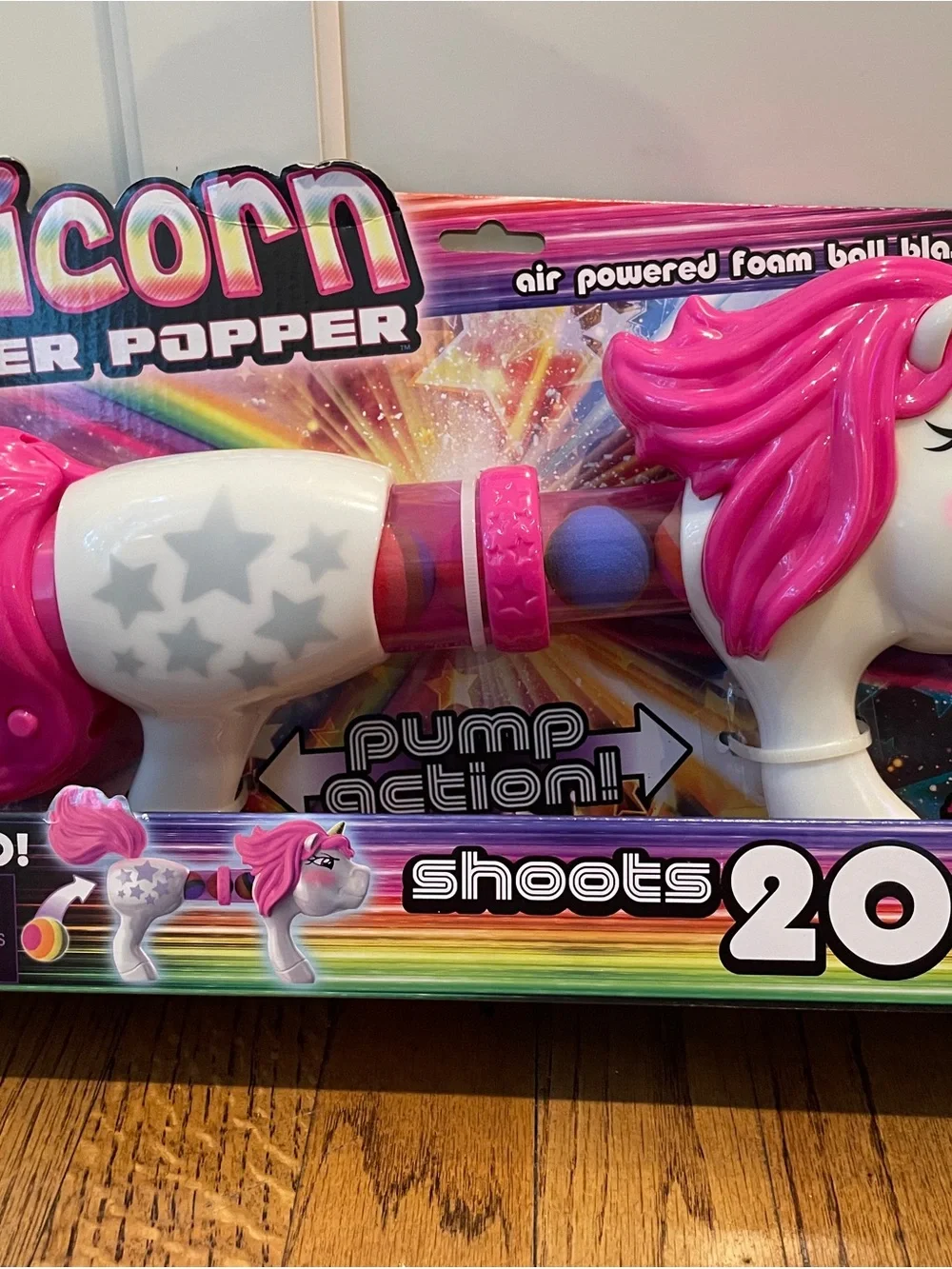Hog Wild Unicorn Power Popper Foam Ball Blaster 8 Balls NEW Sealed